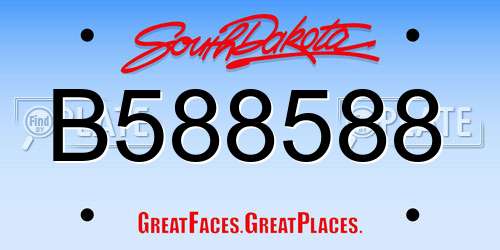 B588588 South Dakota License Plate