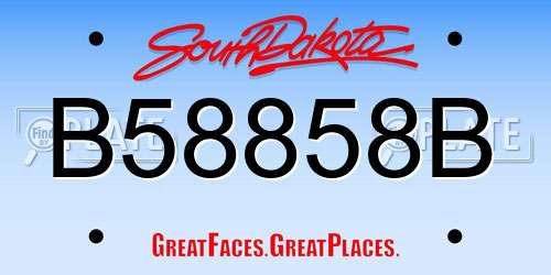 B58858B South Dakota License Plate