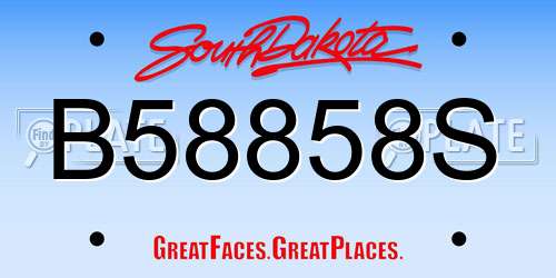 B58858S South Dakota License Plate