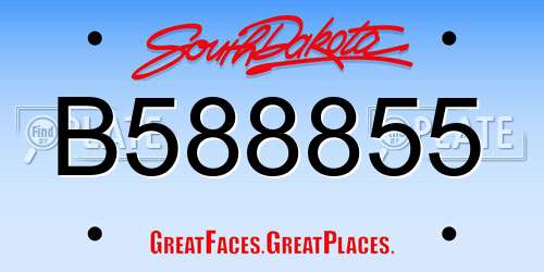B588855 South Dakota License Plate