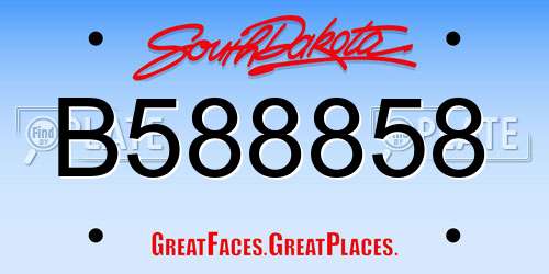 B588858 South Dakota License Plate