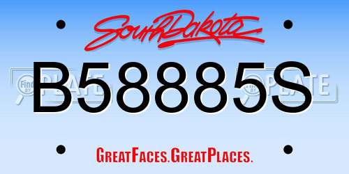 B58885S South Dakota License Plate