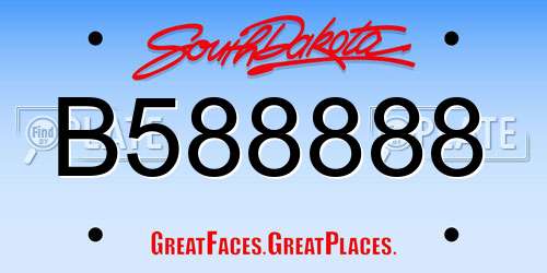 B588888 South Dakota License Plate