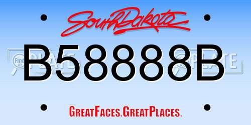 B58888B South Dakota License Plate