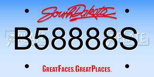 B58888S South Dakota License Plate