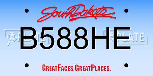 B588HE South Dakota License Plate