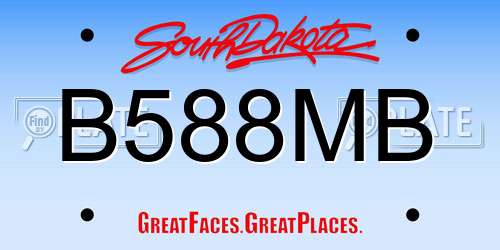 B588MB South Dakota License Plate