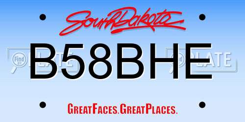B58BHE South Dakota License Plate