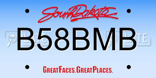 B58BMB South Dakota License Plate