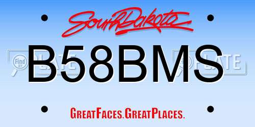 B58BMS South Dakota License Plate