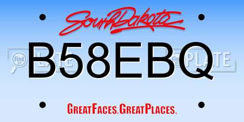 B58EBQ South Dakota License Plate