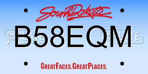 B58EQM South Dakota License Plate