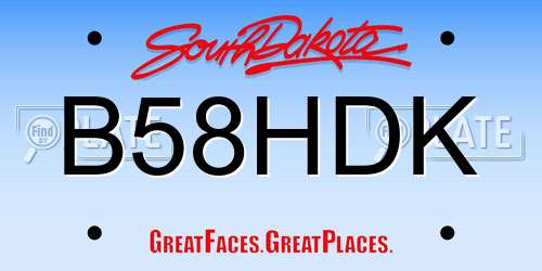B58HDK South Dakota License Plate