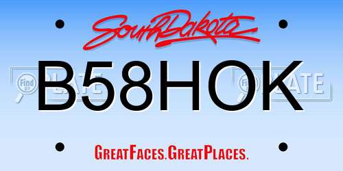 B58HOK South Dakota License Plate
