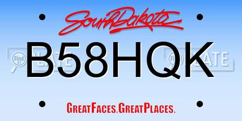 B58HQK South Dakota License Plate