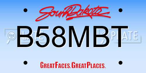 B58MBT South Dakota License Plate