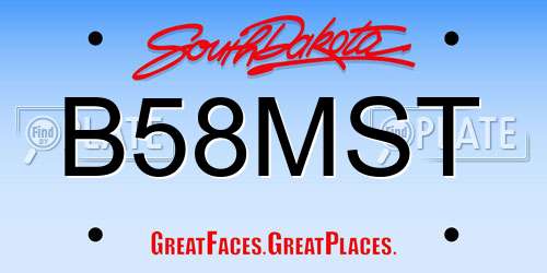 B58MST South Dakota License Plate