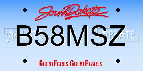 B58MSZ South Dakota License Plate