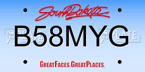 B58MYG South Dakota License Plate