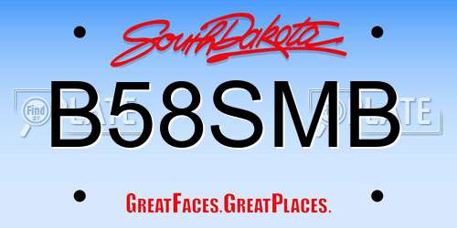 B58SMB South Dakota License Plate