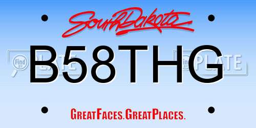 B58THG South Dakota License Plate