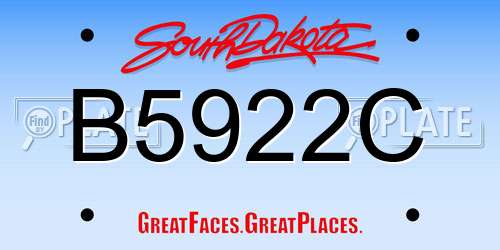 B5922C South Dakota License Plate