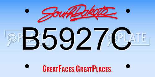 B5927C South Dakota License Plate