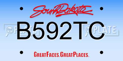 B592TC South Dakota License Plate