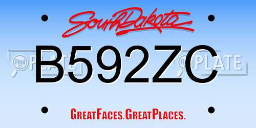 B592ZC South Dakota License Plate