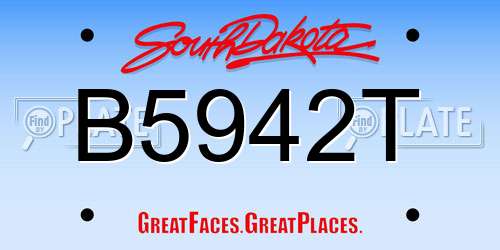 B5942T South Dakota License Plate