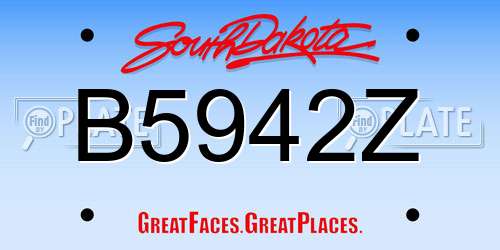 B5942Z South Dakota License Plate