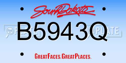 B5943Q South Dakota License Plate