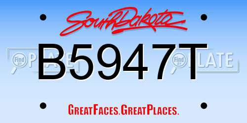 B5947T South Dakota License Plate