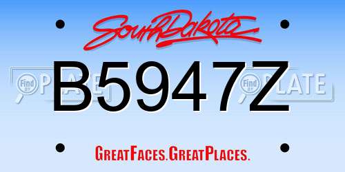 B5947Z South Dakota License Plate