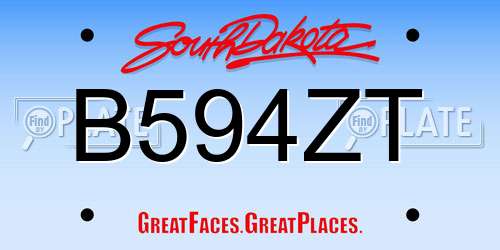 B594ZT South Dakota License Plate