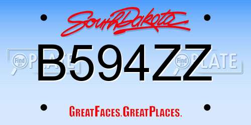 B594ZZ South Dakota License Plate
