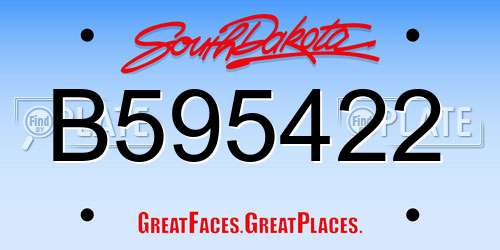 B595422 South Dakota License Plate