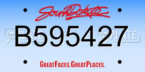 B595427 South Dakota License Plate
