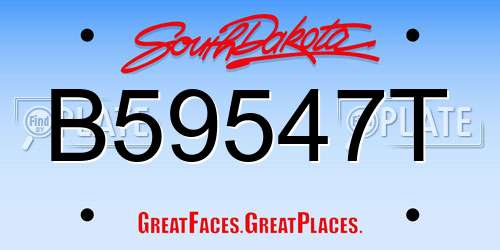 B59547T South Dakota License Plate