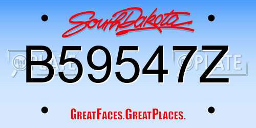 B59547Z South Dakota License Plate