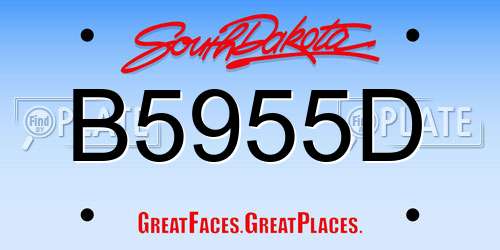 B5955D South Dakota License Plate