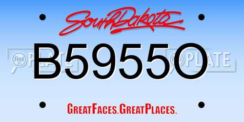 B5955O South Dakota License Plate