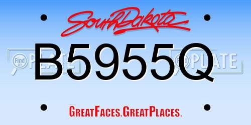 B5955Q South Dakota License Plate