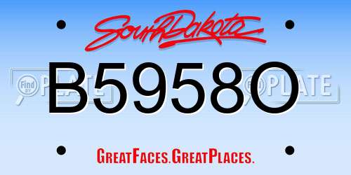B5958O South Dakota License Plate