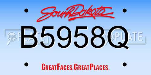 B5958Q South Dakota License Plate