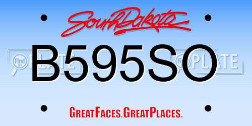 B595SO South Dakota License Plate