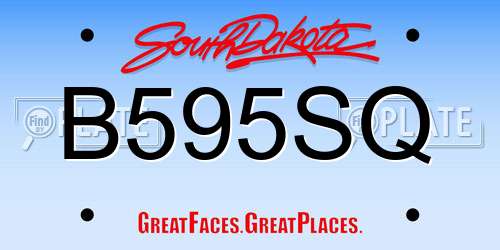 B595SQ South Dakota License Plate