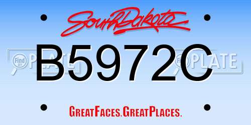 B5972C South Dakota License Plate