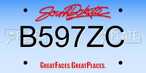 B597ZC South Dakota License Plate