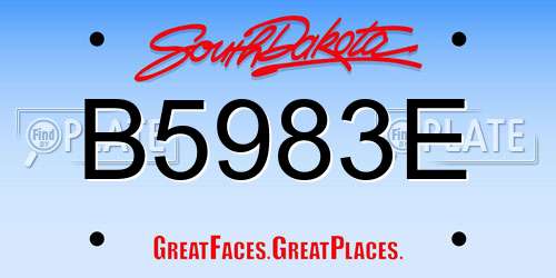 B5983E South Dakota License Plate